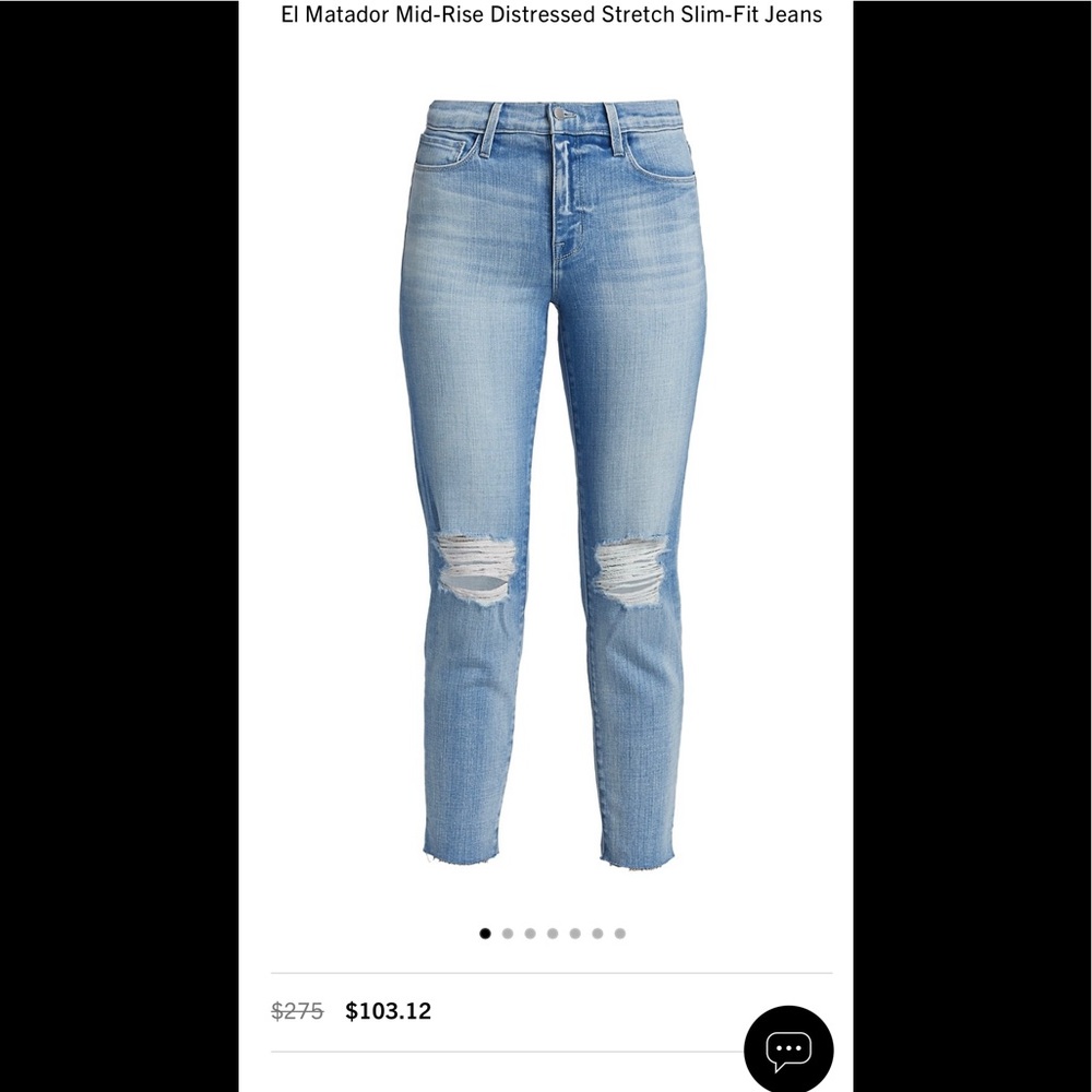 L’agence light wash skinny jeans with ripped knee size 28